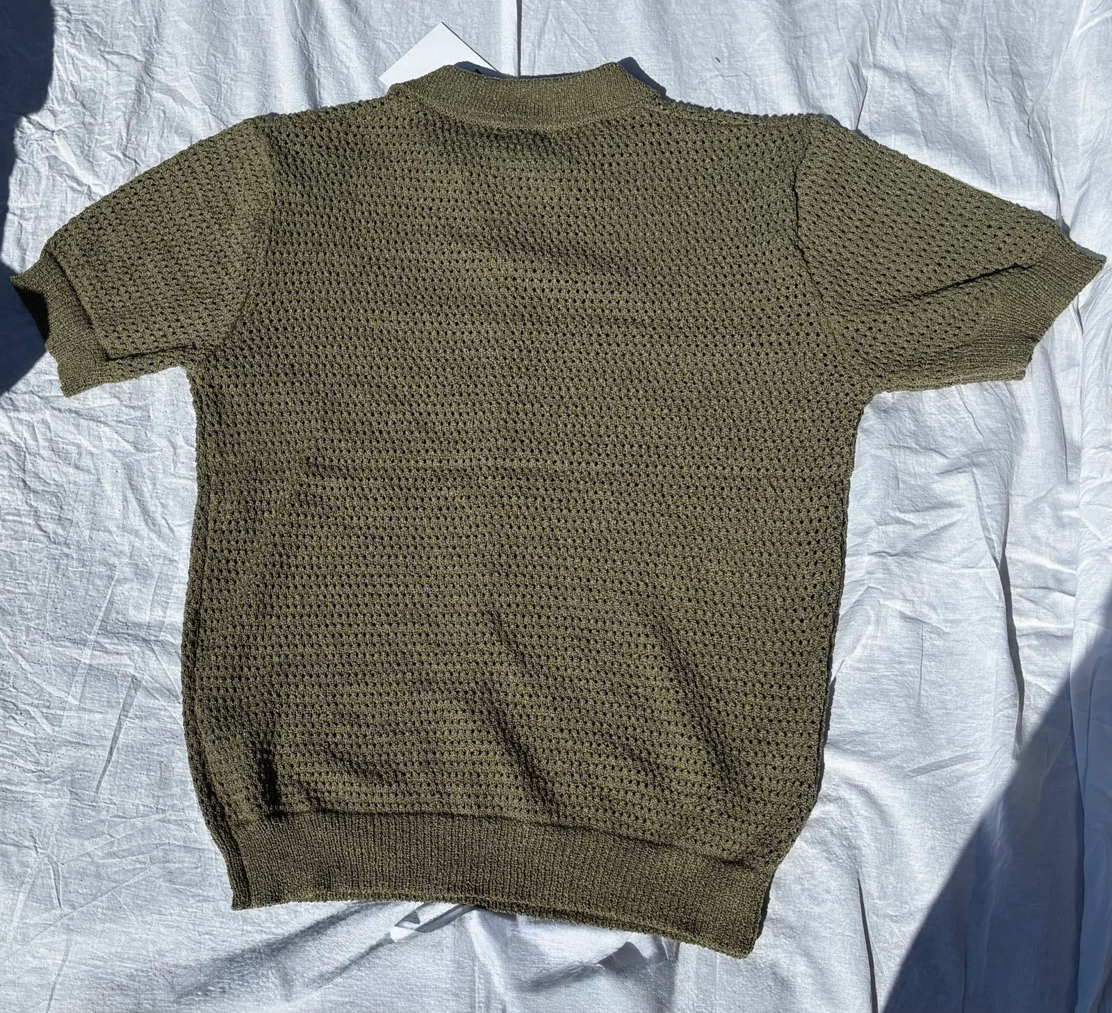 Polo en maille effet crochet kaki - Taille L neuf avec étiquette unisexe  – photo 4